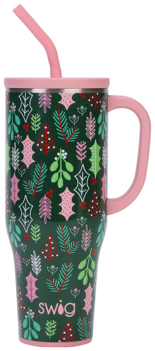 Thumbnail 2: Swig 40 oz Christmas Mistletoe Stainless Steel Mega Mug  