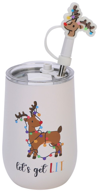 Thumbnail 1: Home Essentials 13 oz Let's Get Lit Stemless Sipper 