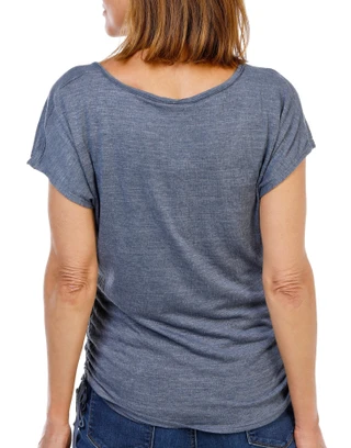 Thumbnail 3: MAX STUDIO Women's Cap Sleeve Crinkle Jersey Side Cinch V-Neck Top  