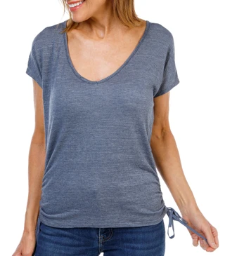 Thumbnail 1: MAX STUDIO Women's Cap Sleeve Crinkle Jersey Side Cinch V-Neck Top  