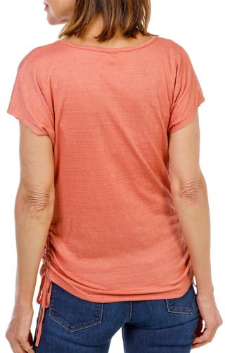 Thumbnail 2: MAX STUDIO Women's Cap Sleeve Crinkle Jersey Side Cinch V-Neck Top 