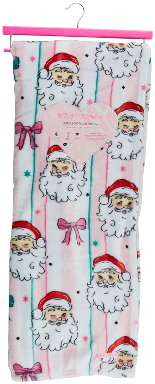 Thumbnail 1: Betsey Johnson 50x70 Christmas Vintage Santa Soft Plush Throw 
