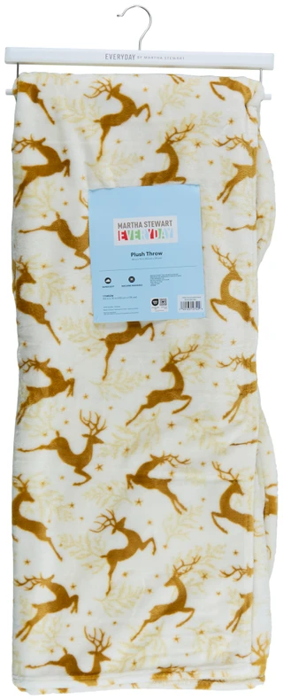 Thumbnail 1: Martha Stewart 60x70 Christmas Reindeer Plush Throw 