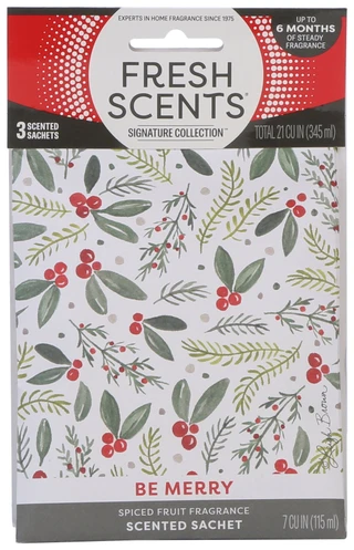 Thumbnail 1: FRESH SCENTS 3 Pk Be Merry Scented Sachets 