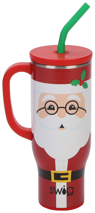 Thumbnail 1: Swig 30 oz Christmas Santa Stainless Steel Mega Mug  