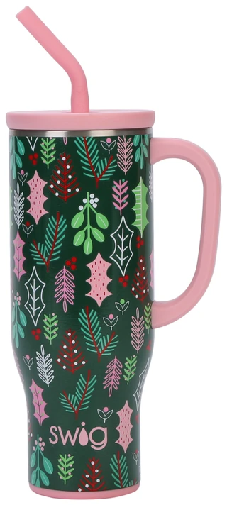 Thumbnail 2: Swig 30 oz Christmas Mistletoe Stainless Steel Mega Mug 
