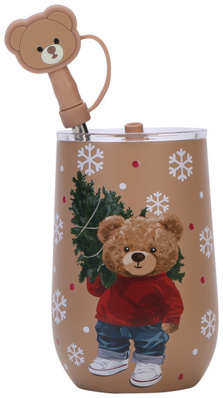Thumbnail 2: Home Essentials 13 oz Teddy Bear Stemless Sipper  