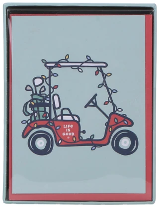 Thumbnail 1: Life is Good 20 Ct Christmas Golf Cart Cards & Envelopes Set  