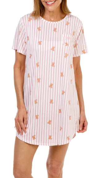 Thumbnail 1: FLORA Women's Short Sleeve Printed Night Shirt 