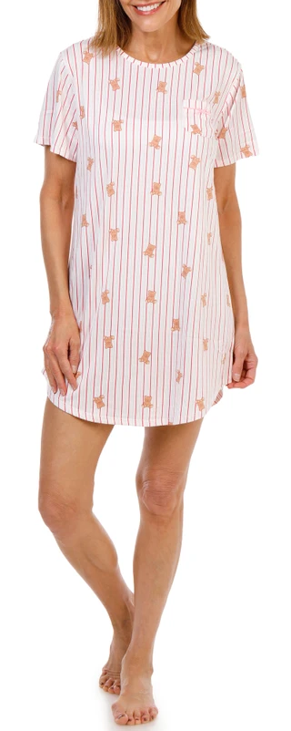 Thumbnail 4: FLORA Women's Short Sleeve Printed Night Shirt 