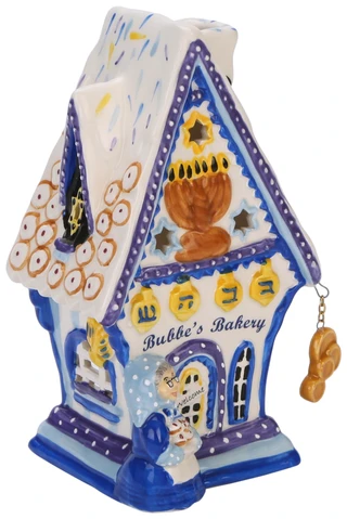 Thumbnail 1: BLUE SKY 7.5 In Bakery Hanukkah Tea Light Candle House Decor  