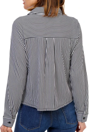 Thumbnail 3: Adrianna Papell Women's Long Sleeve Striped Button-Front Top 