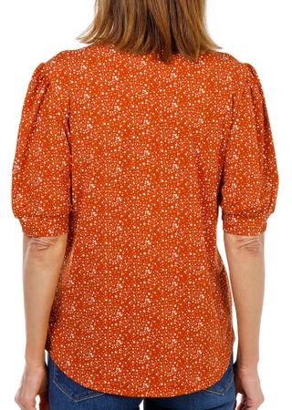 Thumbnail 2: Adrianna Papell Women's Short Sleeve Print Button Front Top 