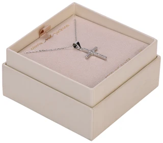 Thumbnail 1: Olivia and Jackson Women's Sterling Silver Cubic Zirconia Cross Necklace 