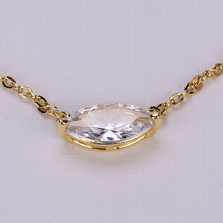 Thumbnail 2: Diamante Women's Cubic Zirconia Marquise Solitaire Necklace 