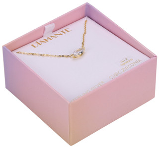 Thumbnail 1: Diamante Women's Cubic Zirconia Marquise Solitaire Necklace 
