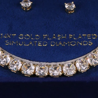 Thumbnail 2: Guiliana 3 Pc Gold Plated CZ Tennis Bracelet & Stud Earrings 
