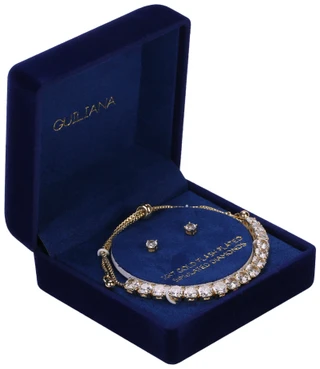 Thumbnail 1: Guiliana 3 Pc Gold Plated CZ Tennis Bracelet & Stud Earrings 