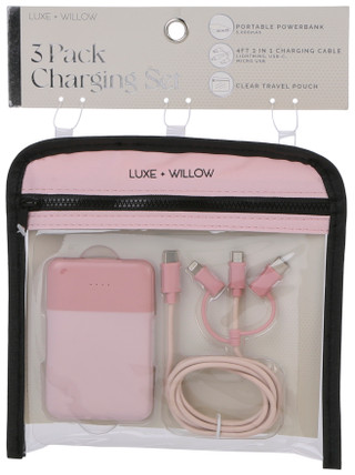 Thumbnail 1: LUXE + WILLOW 3 Pc Charging Set w/ 4 Ft Charging Cable 