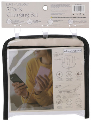 Thumbnail 2: LUXE + WILLOW 3 Pc Charging Set w/ 4 Ft Charging Cable 