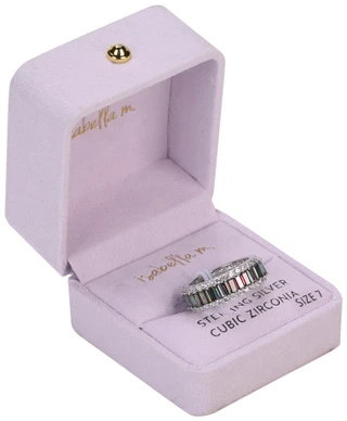 Thumbnail 1: ISABELLA M Sterling Silver Cubic Zirconia Aqua Eternity Ring 