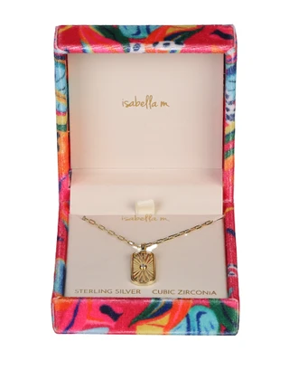Thumbnail 1: ISABELLA M Women's Cubic Zirconia Sunburst Pendant Necklace 