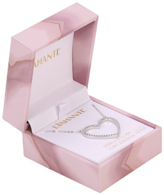 Thumbnail 1: Diamante Women's Cubic Zirconia Open Heart Necklace 