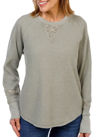 Thumbnail 1: C&C California Women's Long Sleeve Waffle Knit Top 