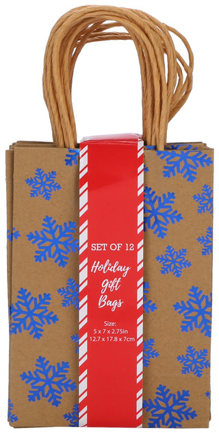 Thumbnail 1: ALEF 12 Pk Christmas Snowflake Paper Gift Bags  