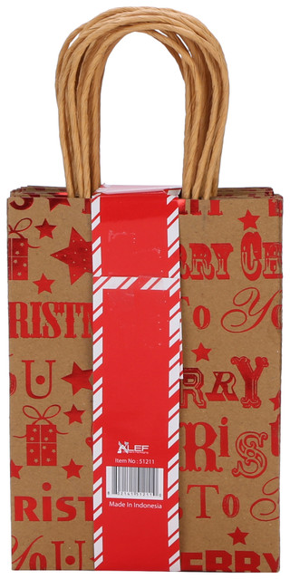 Thumbnail 2: ALEF 12 Pk Merry Christmas Red Foil Paper Gift Bags  