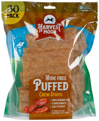 Thumbnail 1: Harvest Moon 30 Pk Hide Free Puffed Chew Strips Dog Treats 