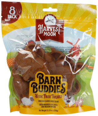 Thumbnail 1: Harvest Moon 8 Pk Hide Free Chicken Flavored Barn Buddies Dog Treats 
