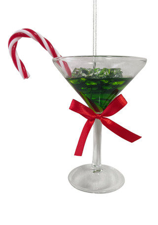 Thumbnail 1: Magical Season Glass Peppermint Martini Ornament 