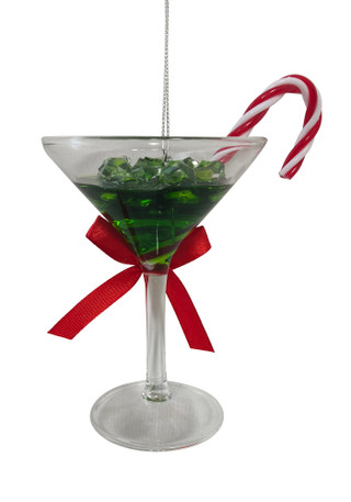 Thumbnail 2: Magical Season Glass Peppermint Martini Ornament 