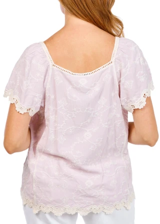 Thumbnail 3: Democracy Women's Crochet Flutter Sleeve Top 