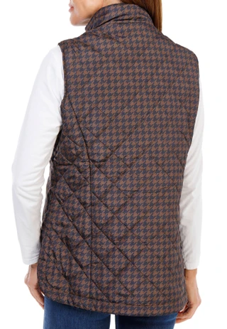 Thumbnail 2: Lands End Women's Houndstooth Quilted Puffer Vest  