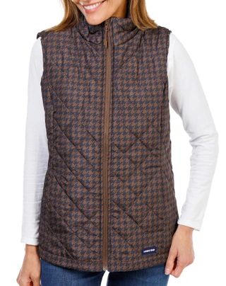 Thumbnail 1: Lands End Women's Houndstooth Quilted Puffer Vest  