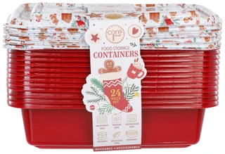 Thumbnail 2: CORE KITCHEN 24 Pc Christmas Print Food Storage Containers w/ Lids  