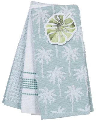 Thumbnail 1: Oeko Tex 3 Pk 18x28 Palm Tree Print Kitchen Towels  