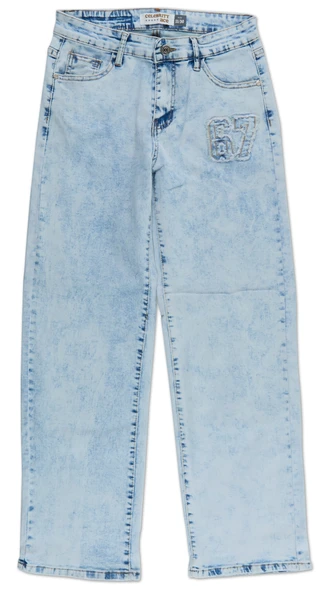Thumbnail 1: Celebrity Ace Juniors Mid Rise 90's Straight Leg Single-Patch Jeans  