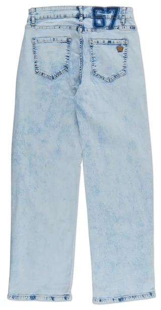 Thumbnail 2: Celebrity Ace Juniors Mid Rise 90's Straight Leg Single-Patch Jeans  