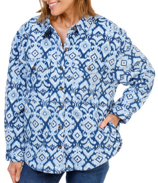 Thumbnail 1: Enlighten Women's Ikat Print Sherpa Button Down Jacket  