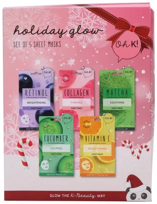 Thumbnail 1: OH K! 5 Pk Holiday Glow Sheet Masks  