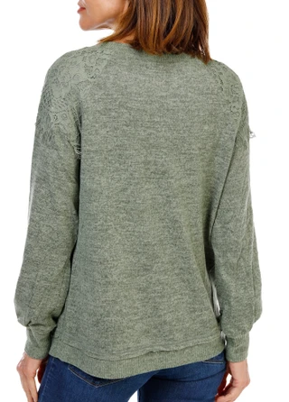 Thumbnail 2: Anneliese Women's Long Sleeve Hacci Lace Shoulder Top 