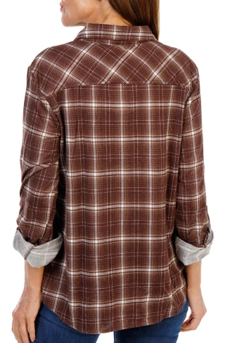 Thumbnail 2: Anneliese Women's 2 Pocket Button Up Roll Tab Soft Flannel Shirt 