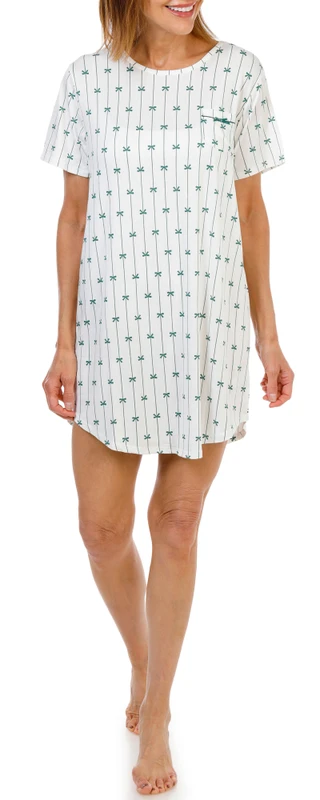 Thumbnail 2: FLORA Women's Short Sleeve Printed Night Shirt 
