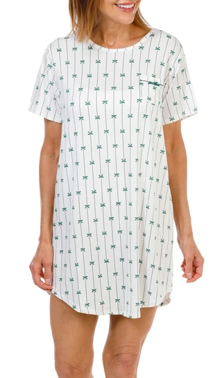 Thumbnail 1: FLORA Women's Short Sleeve Printed Night Shirt 