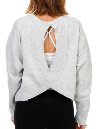 Thumbnail 1: HARMONY & BALANCE Women's Keyhole Back Long Sleeve Fleece Top 