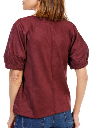 Thumbnail 2: BB Dakota Women's Puff Sleeve Suede V-Neck Top  