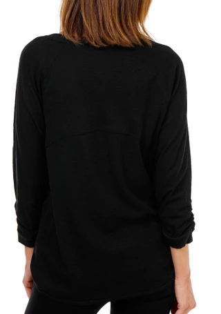 Thumbnail 2: DKNY Sport Women's Micro Waffle 3/4 Ruched Sleeve Top 